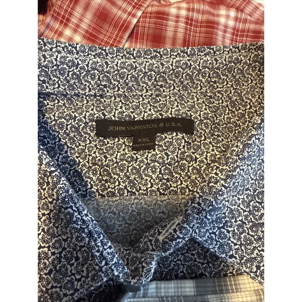 John Varvatos‎ USA Shirt Lot 3 Mens XXL Plaid Floral Button Front 26 P2P